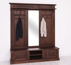 Garderobe Kolonial mit Spiegel 2 Türen und 2 offene Fächer 181x210x41 cm Eichenholz massiv