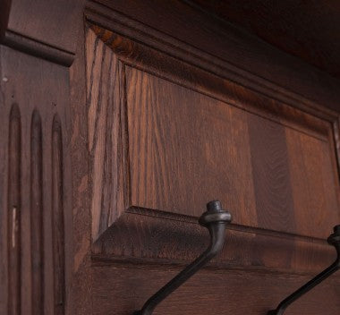 Garderobe Kolonial mit Spiegel 2 Türen und 2 offene Fächer 181x210x41 cm Eichenholz massiv