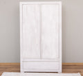 Landhaus Schrank Cremegrau 110x190x55 cm Kiefernholz massiv