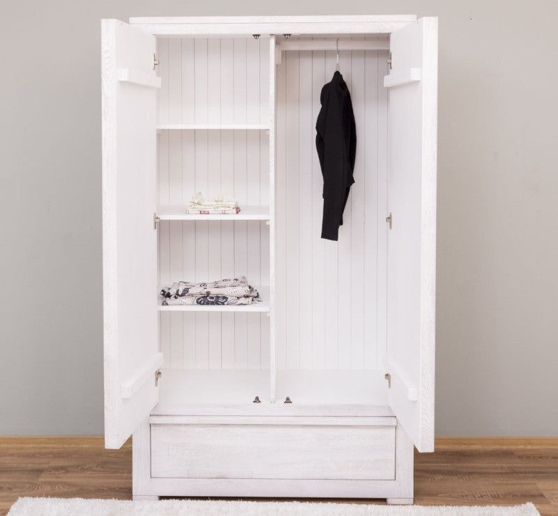 Landhaus Schrank Cremegrau 110x190x55 cm Kiefernholz massiv