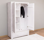 Landhaus Schrank Cremegrau 110x190x55 cm Kiefernholz massiv