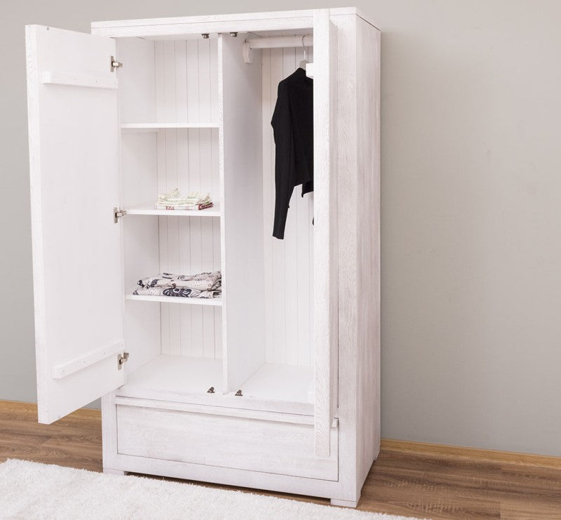Landhaus Schrank Cremegrau 110x190x55 cm Kiefernholz massiv