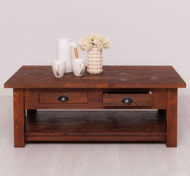 Couchtisch mit 2 Schubladen 120x45x65 cm Kiefernholz massiv