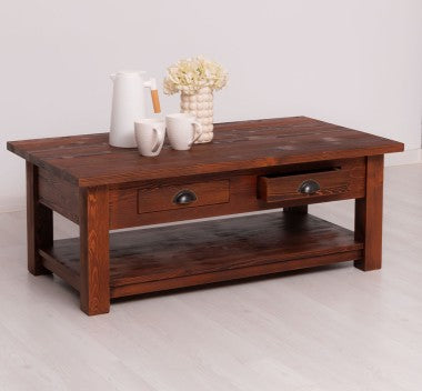 Couchtisch mit 2 Schubladen 120x45x65 cm Kiefernholz massiv