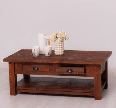 Couchtisch mit 2 Schubladen 120x45x65 cm Kiefernholz massiv