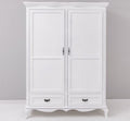 Landhausstil Schrank Weiß 140x190x70 cm Kiefernholz massiv