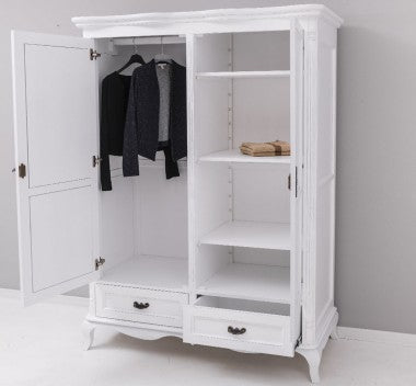 Landhausstil Schrank Weiß 140x190x70 cm Kiefernholz massiv