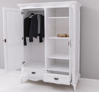 Landhausstil Schrank Weiß 140x190x70 cm Kiefernholz massiv
