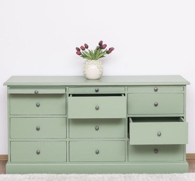 Landhausmöbel Sideboard Salbei grüm 158x79x48 cm  Kiefernholz massiv