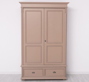 Landhaus Kleiderschrank Sand Beige 128x206x62 cm Kiefernholz massiv