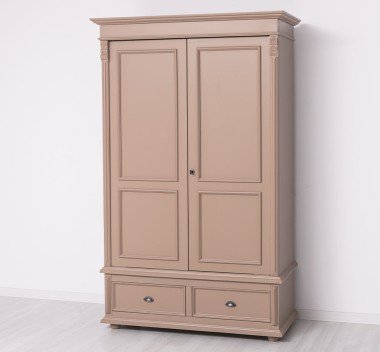 Landhaus Kleiderschrank Sand Beige 128x206x62 cm Kiefernholz massiv