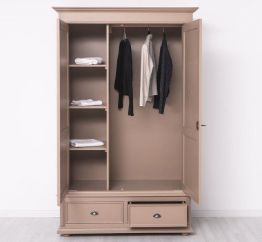 Landhaus Kleiderschrank Sand Beige 128x206x62 cm Kiefernholz massiv