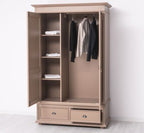 Landhaus Kleiderschrank Sand Beige 128x206x62 cm Kiefernholz massiv