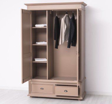 Landhaus Kleiderschrank Sand Beige 128x206x62 cm Kiefernholz massiv