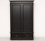 Landhaus Schrank Schwarz 128x206x62 cm Kiefernholz massiv
