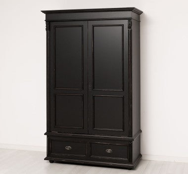 Landhaus Schrank Schwarz 128x206x62 cm Kiefernholz massiv