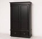 Landhaus Schrank Schwarz 128x206x62 cm Kiefernholz massiv