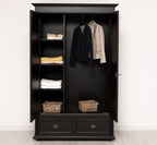 Landhaus Schrank Schwarz 128x206x62 cm Kiefernholz massiv