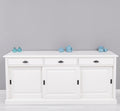Sideboard Weiß Landhausmöbel Kiefernholz Massiv 196x86x53 cm