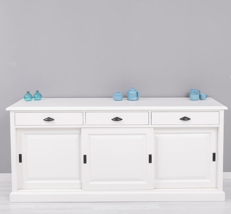 Sideboard Weiß Landhausmöbel Kiefernholz Massiv 196x86x53 cm