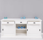 Sideboard Weiß Landhausmöbel Kiefernholz Massiv 196x86x53 cm