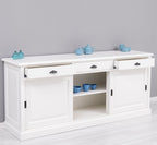 Sideboard Weiß Landhausmöbel Kiefernholz Massiv 196x86x53 cm
