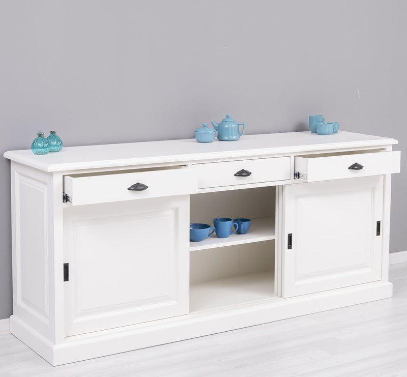 Sideboard Weiß Landhausmöbel Kiefernholz Massiv 196x86x53 cm