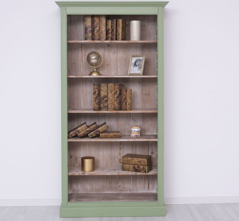 Landhaus Bücherregal Salbei Grün 110x210x39 cm Kiefernholz massiv