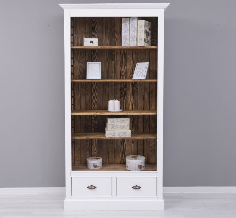 Landhausstil Bücherregal Weiß Natur 109x210x39 cm Kiefernholz massiv