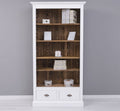 Landhausstil Bücherregal Weiß Natur 109x210x39 cm Kiefernholz massiv