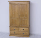 Landhaus Schrank Kleiderschrank Natur 121x197x59 cm Kiefernholz massiv