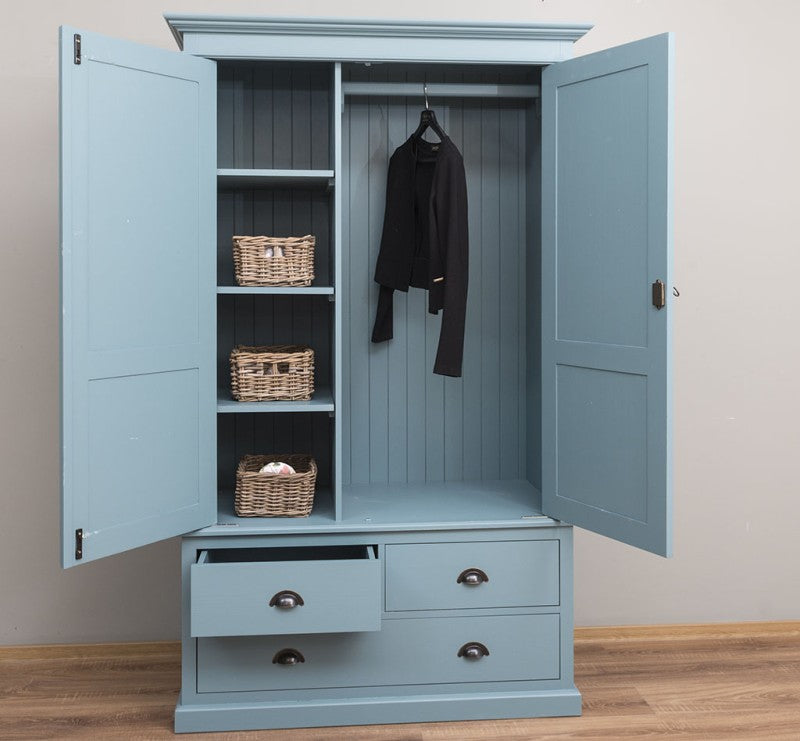 Landhaus Schrank Kleiderschrank 121x197x59 cm Kiefernholz massiv