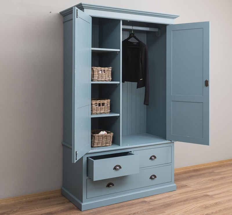 Landhaus Schrank Kleiderschrank 121x197x59 cm Kiefernholz massiv