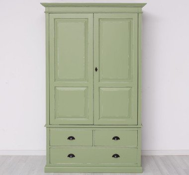Landhausstil Schrank Salbei Grün 121x197x59 cm Kiefernholz massiv