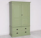 Landhausstil Schrank Salbei Grün 121x197x59 cm Kiefernholz massiv