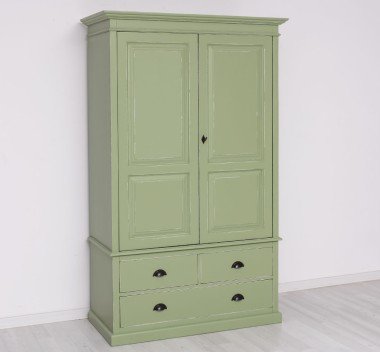 Landhausstil Schrank Salbei Grün 121x197x59 cm Kiefernholz massiv
