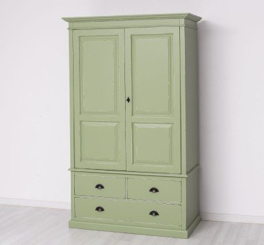 Landhausstil Schrank Salbei Grün 121x197x59 cm Kiefernholz massiv