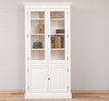 Landhaus Schrank Regal Vitrine Weiß 110x210x39 cm Kiefernholz massiv