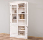 Landhaus Schrank Regal Vitrine Weiß 110x210x39 cm Kiefernholz massiv