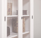 Landhaus Schrank Regal Vitrine Weiß 110x210x39 cm Kiefernholz massiv