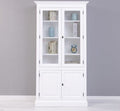 Landhaus Vitrine Weiß 110x210x39 cm Kiefernholz massiv