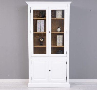 Landhaus Schrank Weiß Natur 110x210x39 cm Kiefernholz massiv