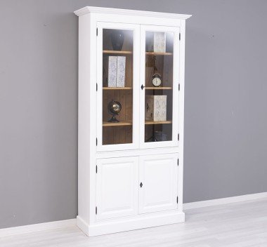 Landhaus Schrank Weiß Natur 110x210x39 cm Kiefernholz massiv