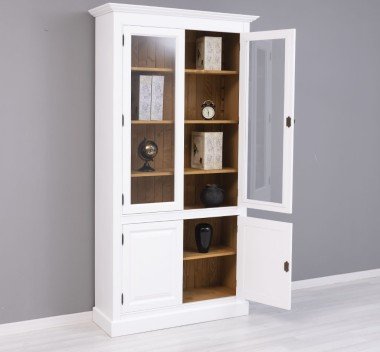 Landhaus Schrank Weiß Natur 110x210x39 cm Kiefernholz massiv