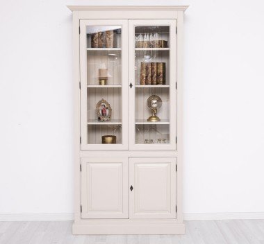 Landhaus Schrank Regal Vitrine 110x210x39 cm Kiefernholz massiv