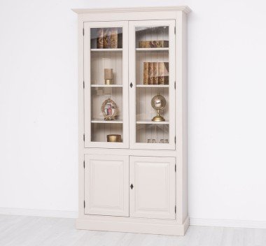 Landhaus Schrank Regal Vitrine 110x210x39 cm Kiefernholz massiv