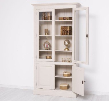 Landhaus Schrank Regal Vitrine 110x210x39 cm Kiefernholz massiv