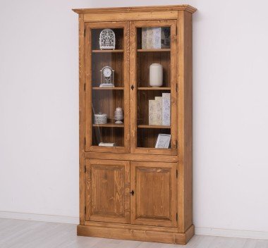 Schrank Regal Vitrine 110x210x39 cm Kiefernholz massiv
