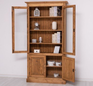 Schrank Regal Vitrine 110x210x39 cm Kiefernholz massiv
