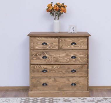 Kommode mit 5 Schubladen 100x100x50 cm Kiefernholz massiv